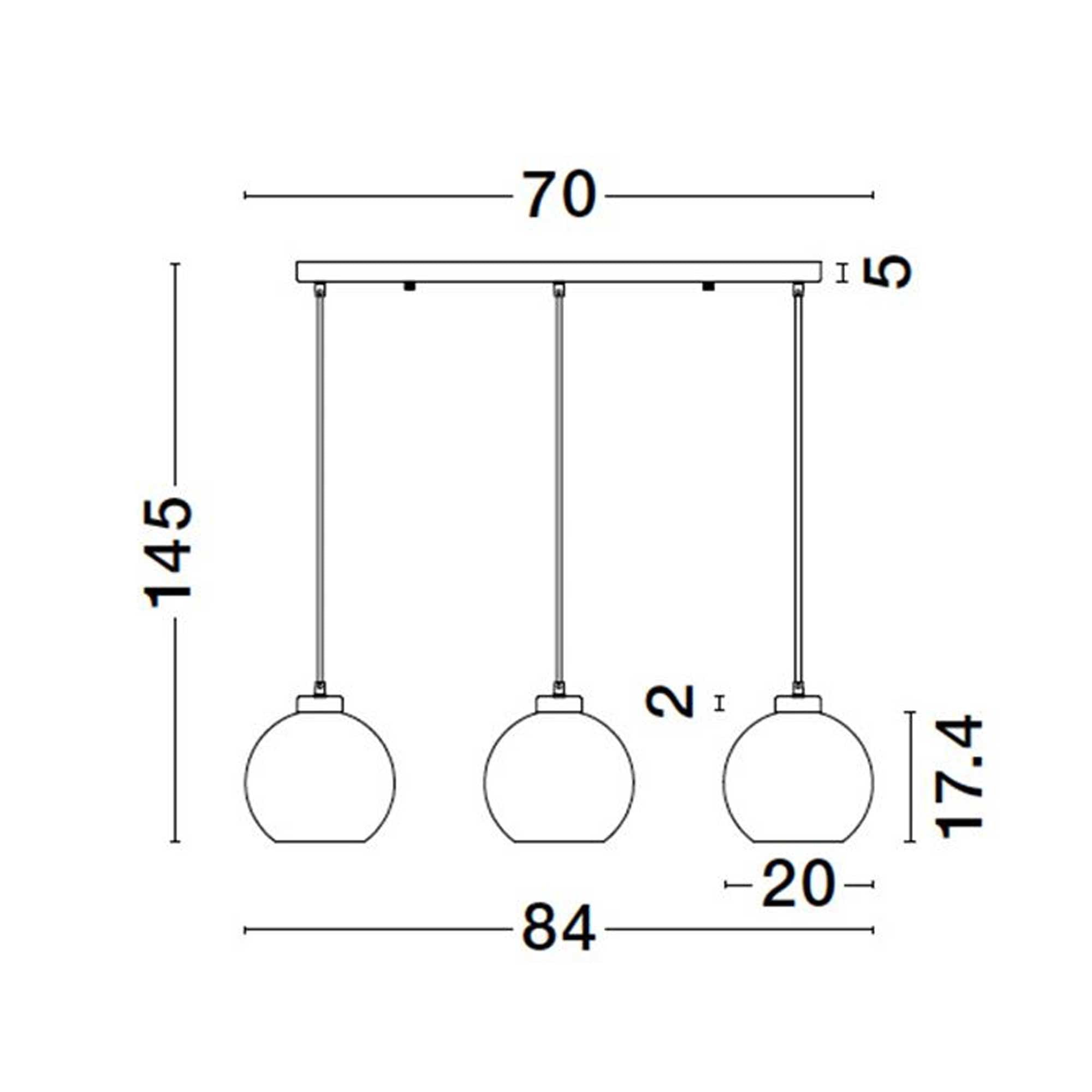 Nova Luce Palmer E27 üveg függőlámpa hosszirányban