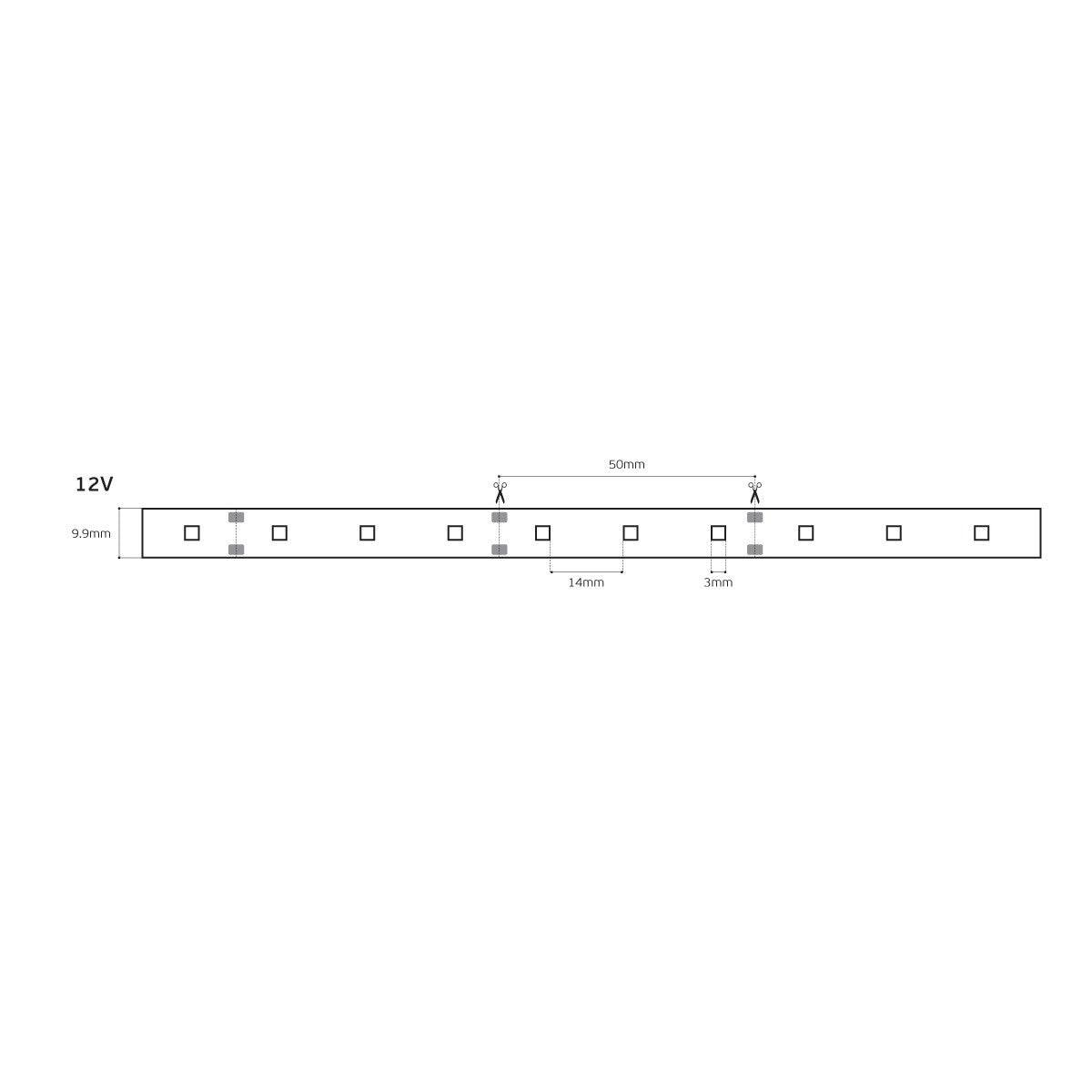 12 V-os LED-szalag, CRI80, IP20, 2700 K (5 m)