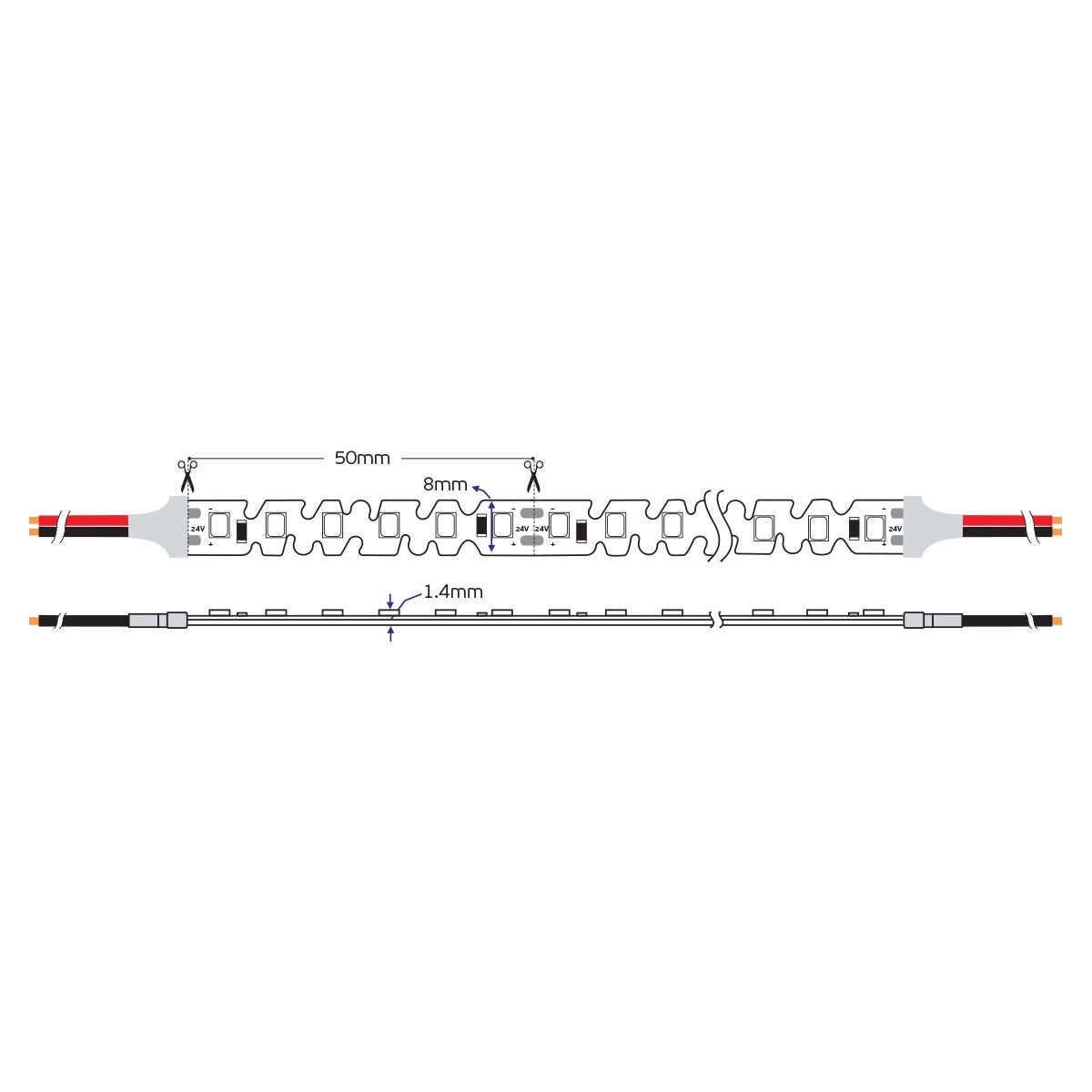Oldalsó LED szalag S-Type 24V CRI90 IP20 2700K (5m)