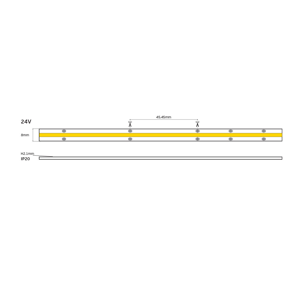 COB LED-szalag 24 V, CRI90, IP20, 3000 K/4000 K, szabályozható (5 m)