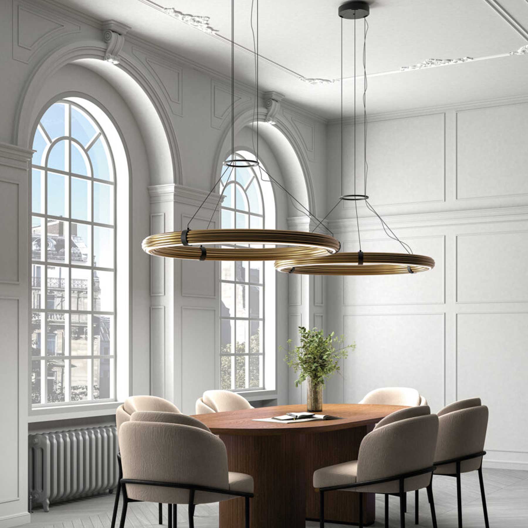 Aromas Elli LED závěsné kruhové svítidlo stmívatelné