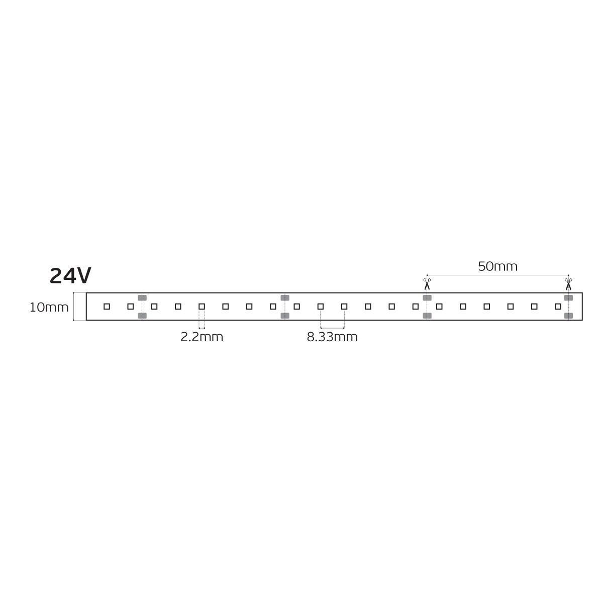 24 V-os LED-szalag, CRI90, IP20, 3000 K (5 m)