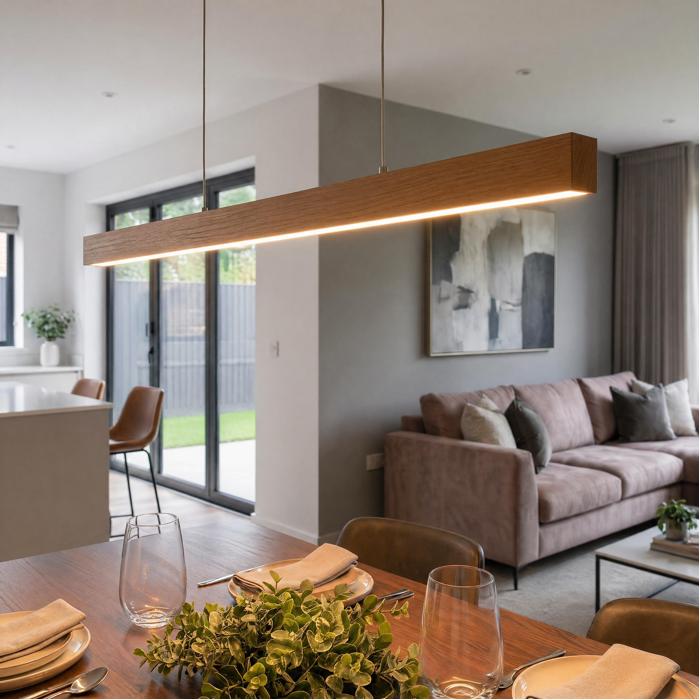 VK Light Orra LED függesztett, vonal alakú fa lámpa
