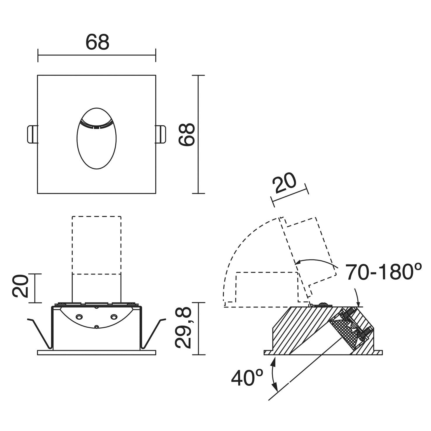Indeluz Ligur Square LED zápustné svítidlo bílé