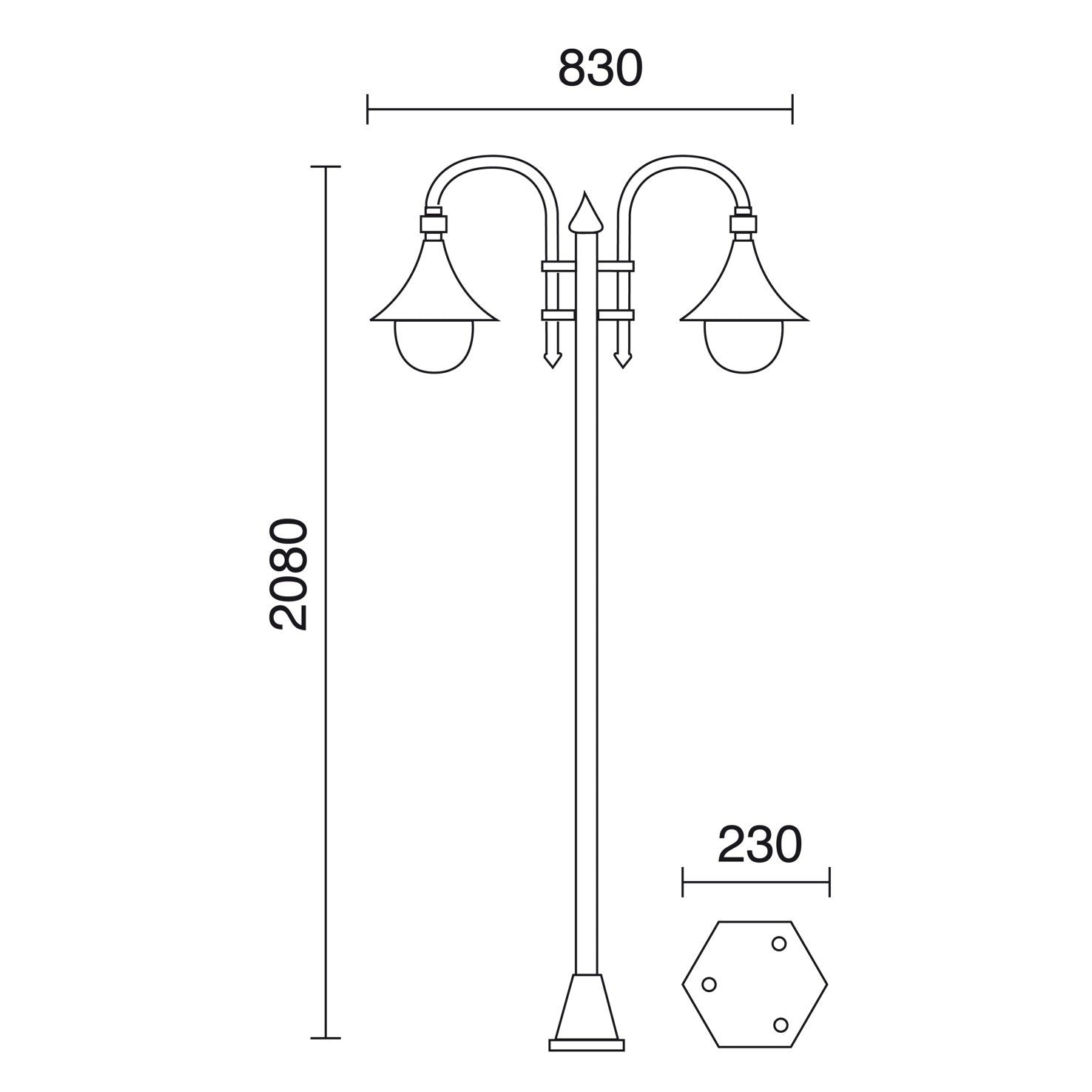 Dopo Classical Trom E27 sloupové svítidlo černé