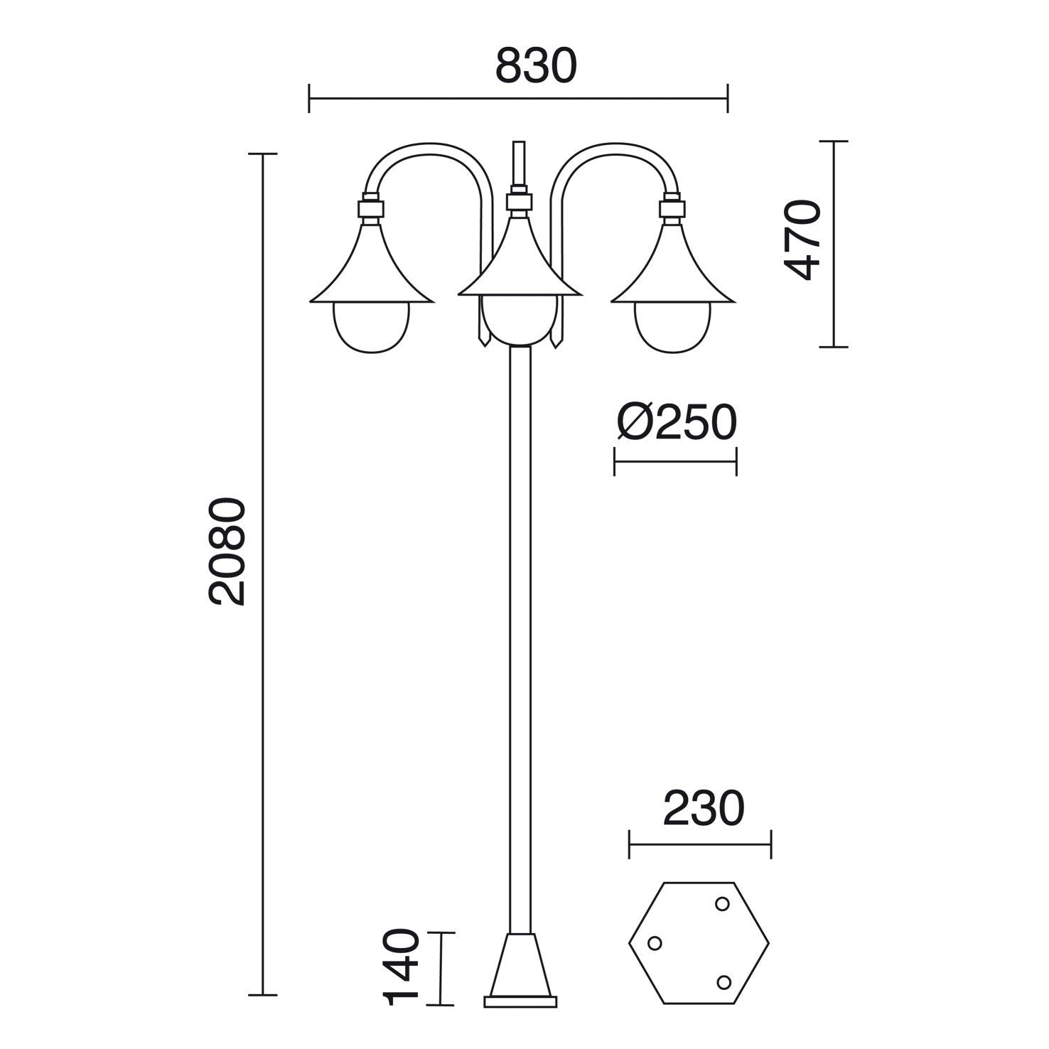 Dopo Classical Trom E27 sloupové svítidlo černé
