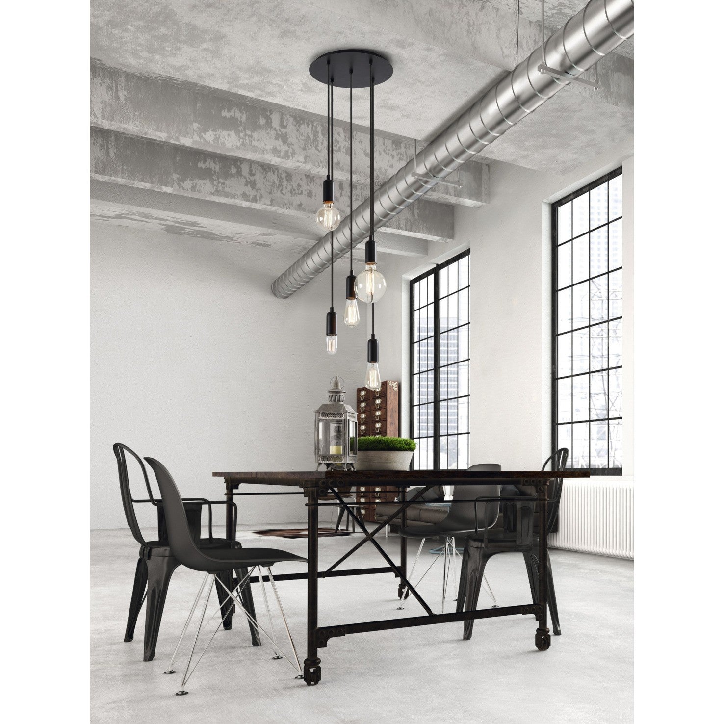 Exo Atu style E27 závěsné svítidlo chromové