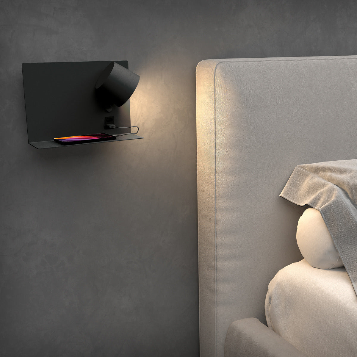 Exo Serene USB LED nástěnné svítidlo černé