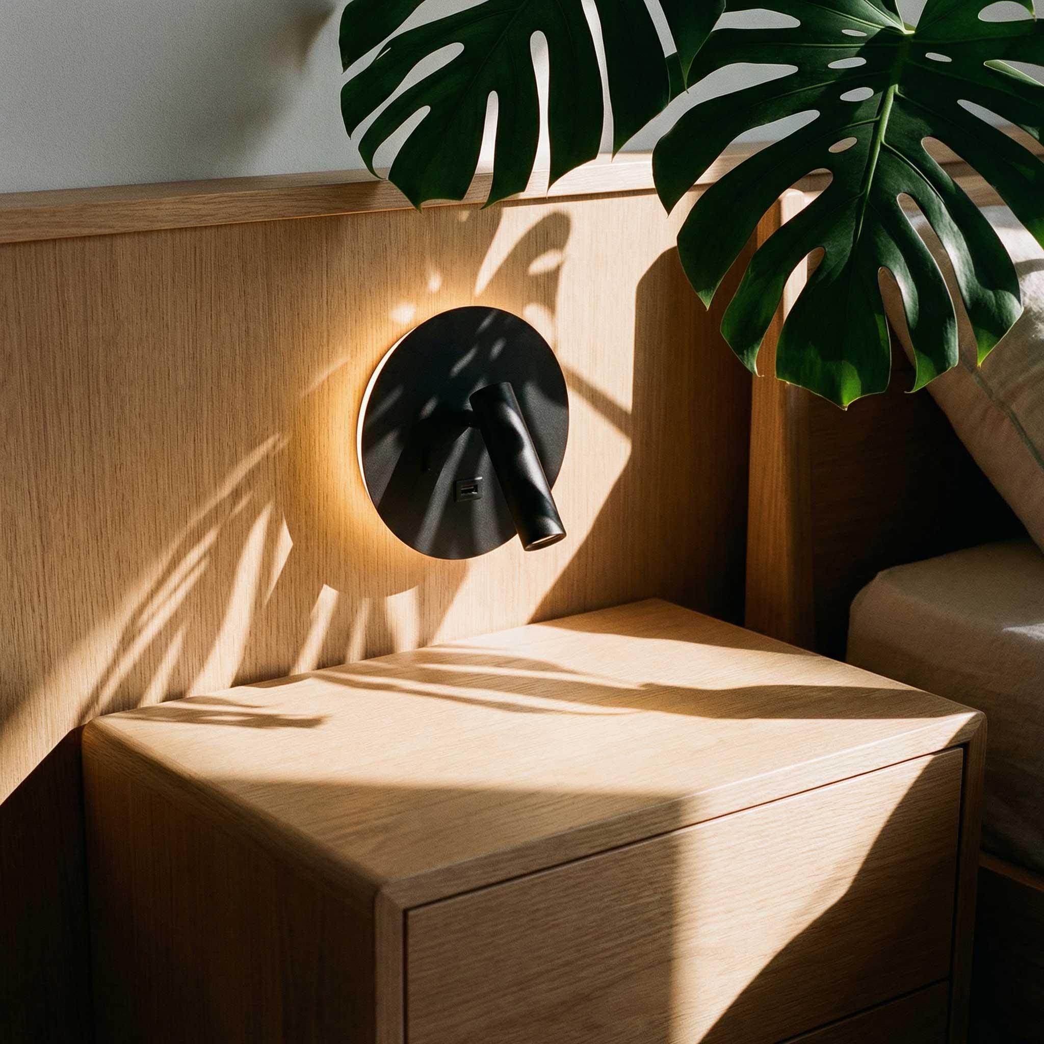 Környezeti olvasó spot LED-es fali lámpa USB-vel kerek