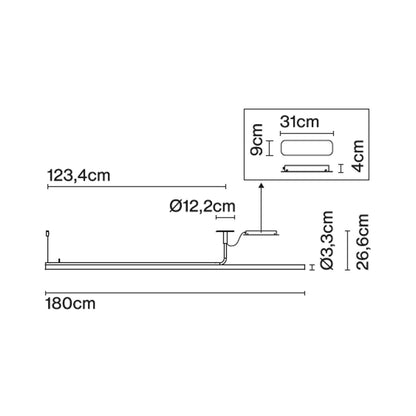 Marset Ambrosia Pro LED 120/180 függesztett lineáris lámpa