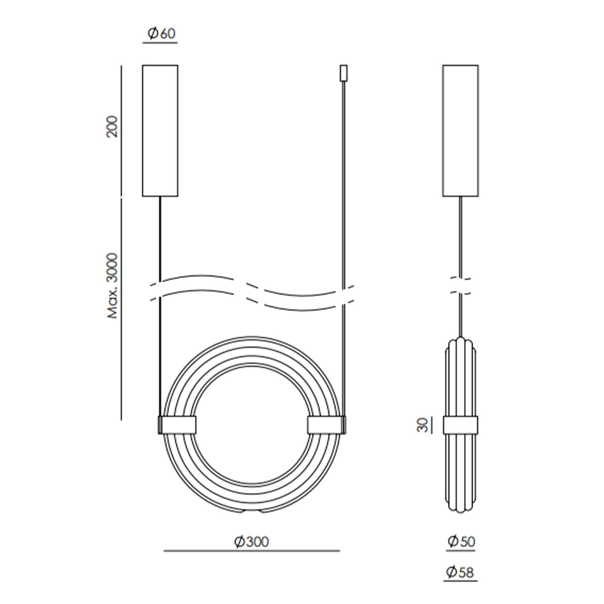 Aromas Elli S LED závěsné kruhové svítidlo stmívatelné