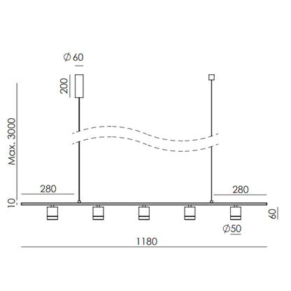 Aromas Tea LED závěsné svítidlo s pěti světli