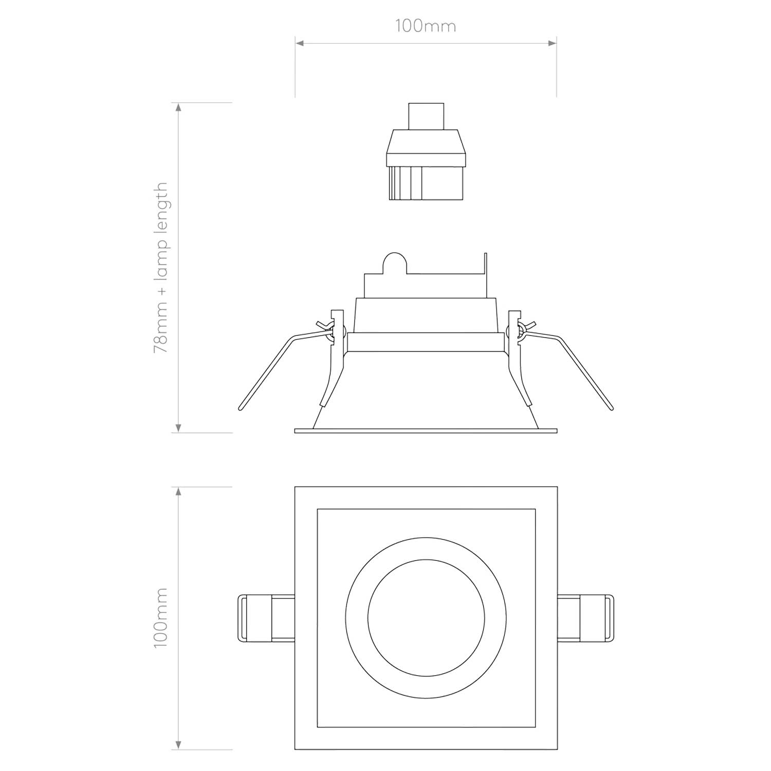 Astro Minima Slimline fixní čtvercové požárně odolné svítidlo IP65