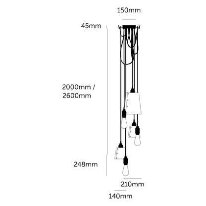Buster & Punch HOOKED Mix E27 grafitové závěsné svítidlo