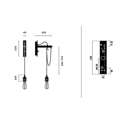 Buster & Punch E27 HOOKED nástěnné grafitové svítidlo