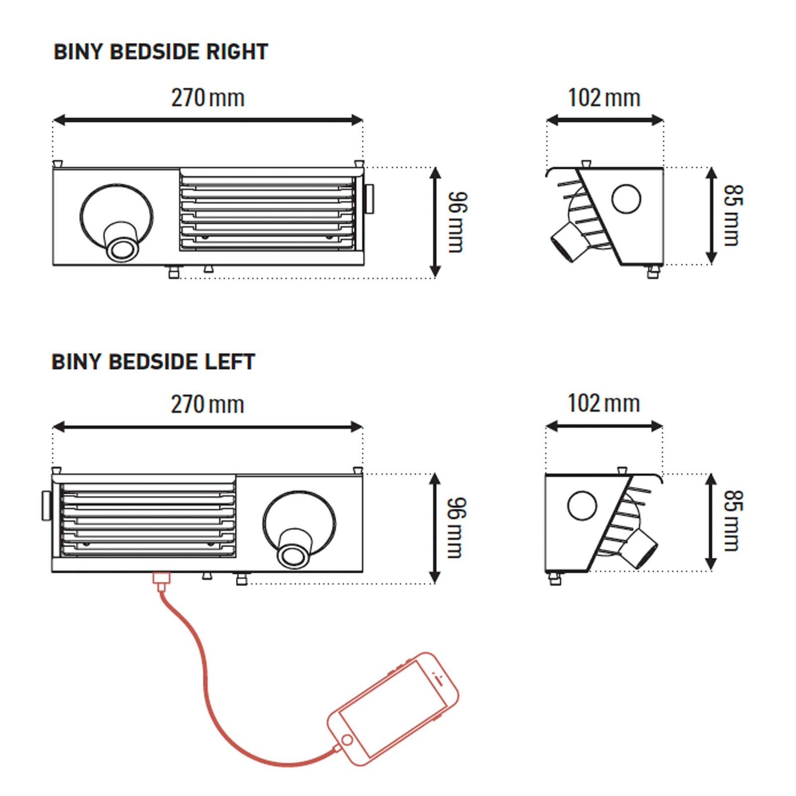 DCW éditions Biny LED-es fali lámpa ágyhoz