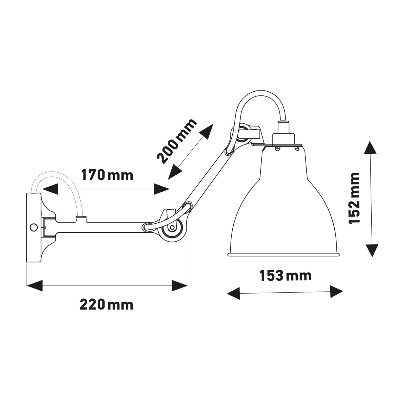 DCW éditions Lampe Gras N°204 E27 fali lámpa ágyhoz