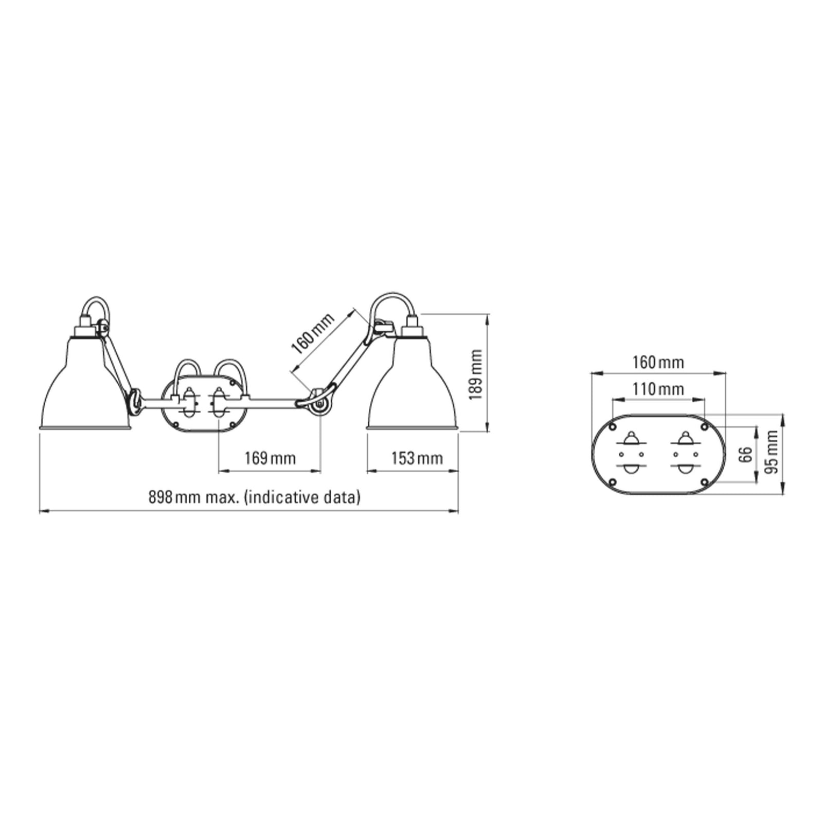 DCW éditions Lampe Gras N°204 E27 dupla fürdőszobai lámpa IP44