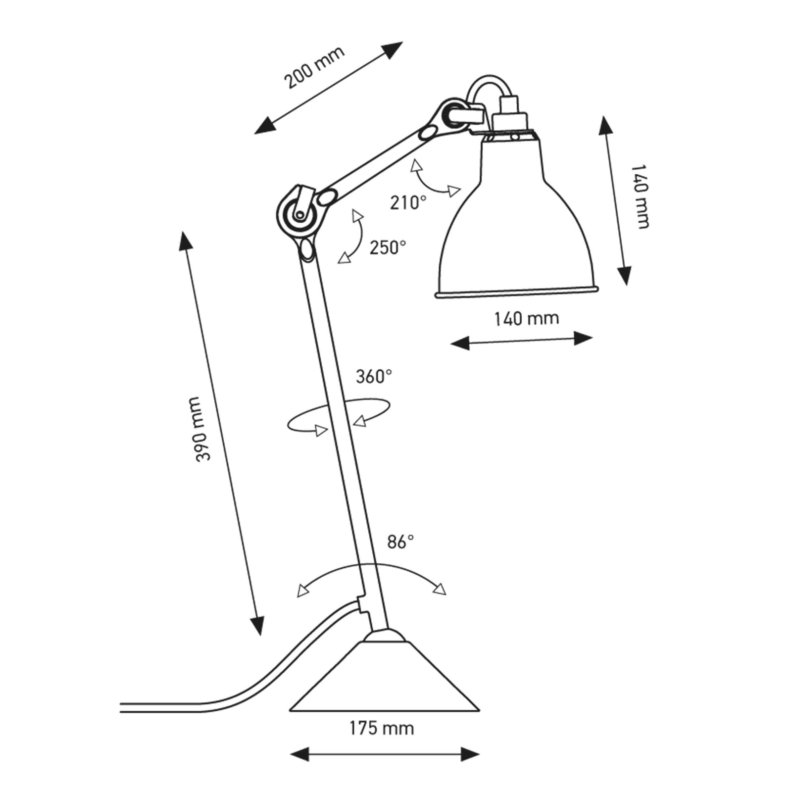 DCW éditions Lampe Gras N°205 E14 asztali lámpa