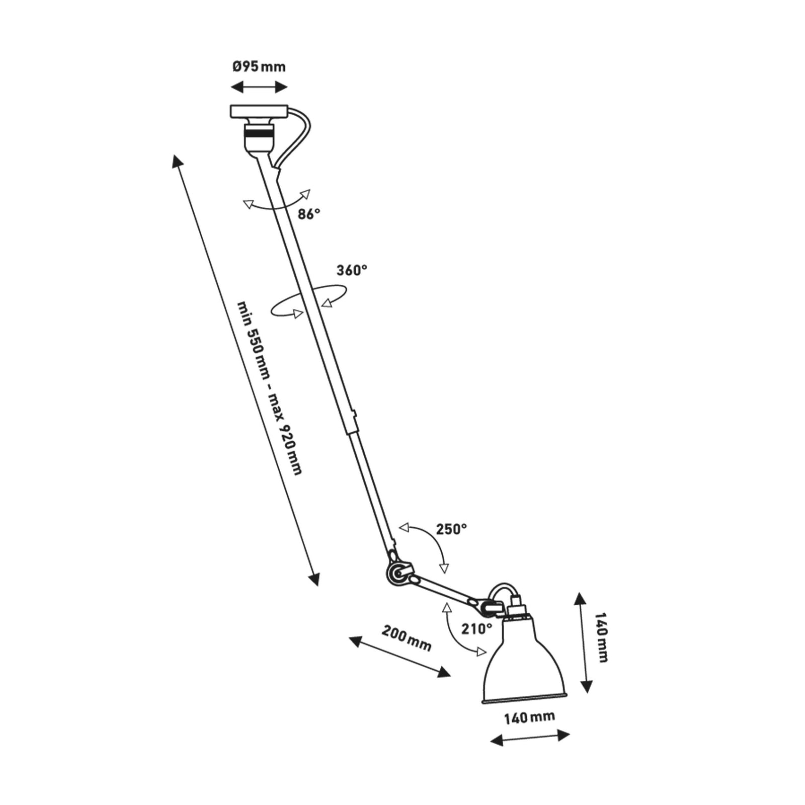 DCW éditions Lampe Gras N°302 E14 mennyezeti lámpa