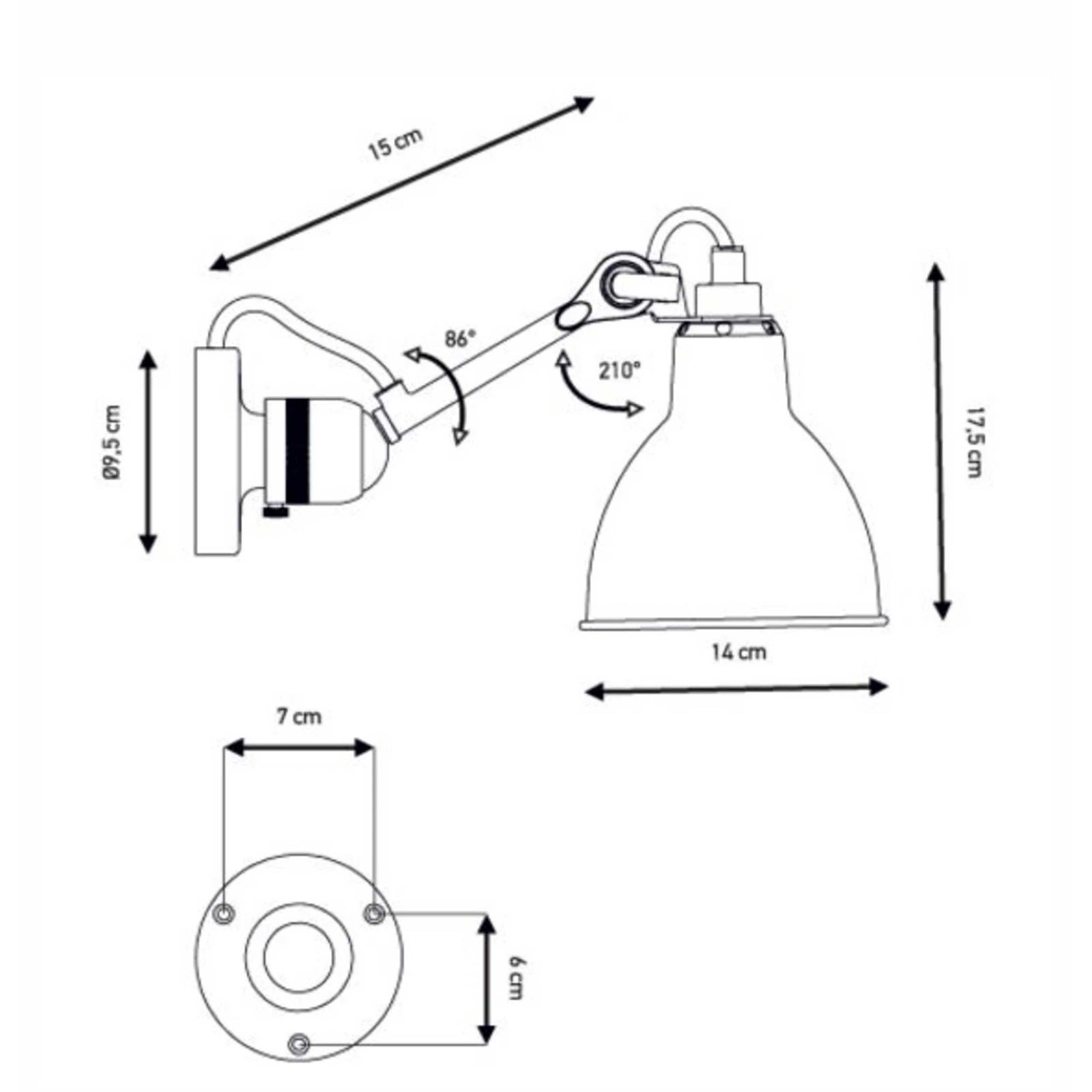 DCW éditions Lampe Gras N°304 E14 falra szerelhető fürdőszobai lámpa IP64