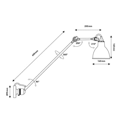 DCW éditions Lampe Gras N°304 L60 E14 fali lámpa L60 E14