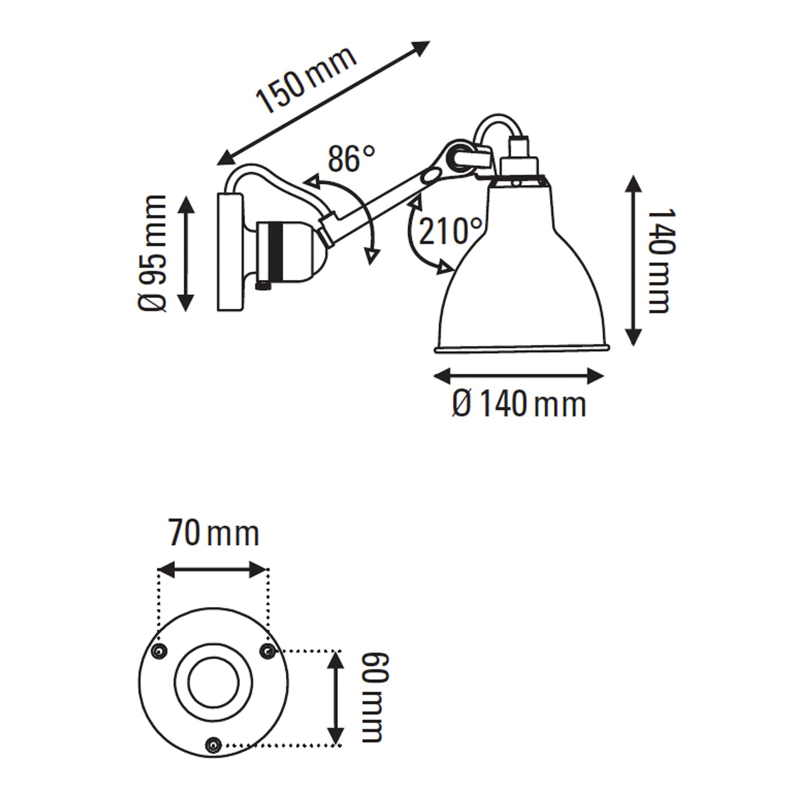 DCW éditions Lampe Gras N°304 E14 fali lámpa