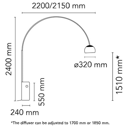 Flos Arco LED ikonická oblouková lampa