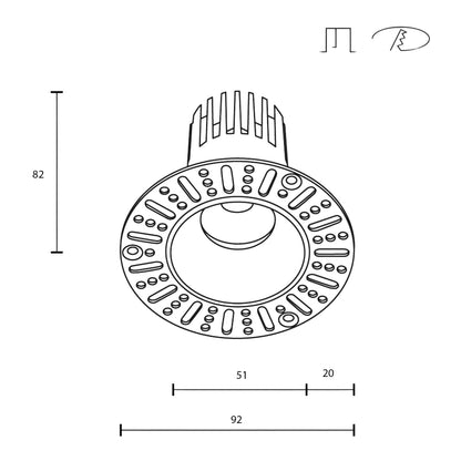 Maytoni Dip LED 50° süllyesztett kör alakú lámpa, fehér