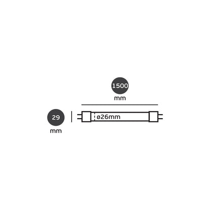 VK Light Double End Power Input T8 G13 25 W 3000 K/4000 K/6000 K LED-izzó