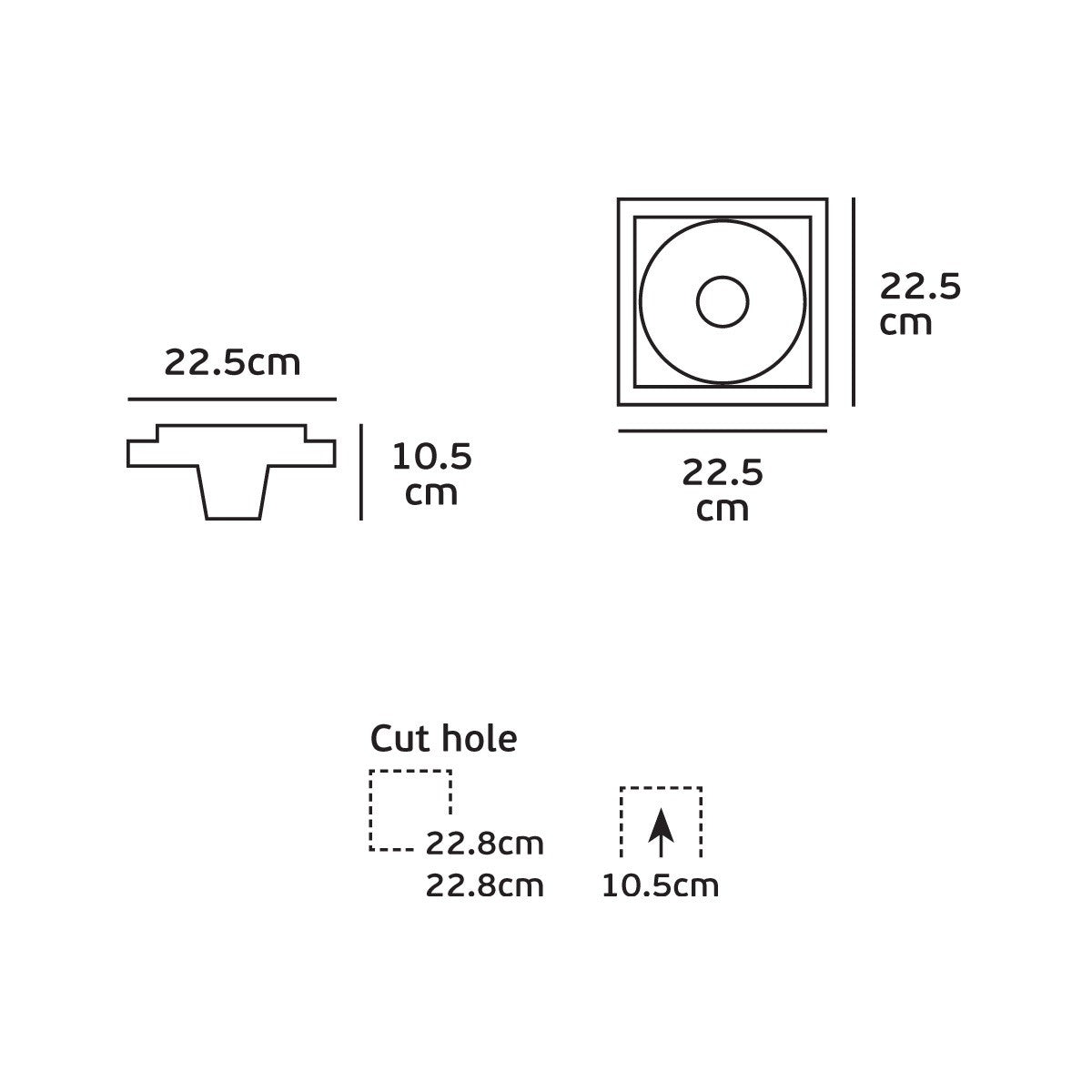 VK Light Downlight Trimless gipsz GU10 süllyesztett lámpatest kiálló csővel