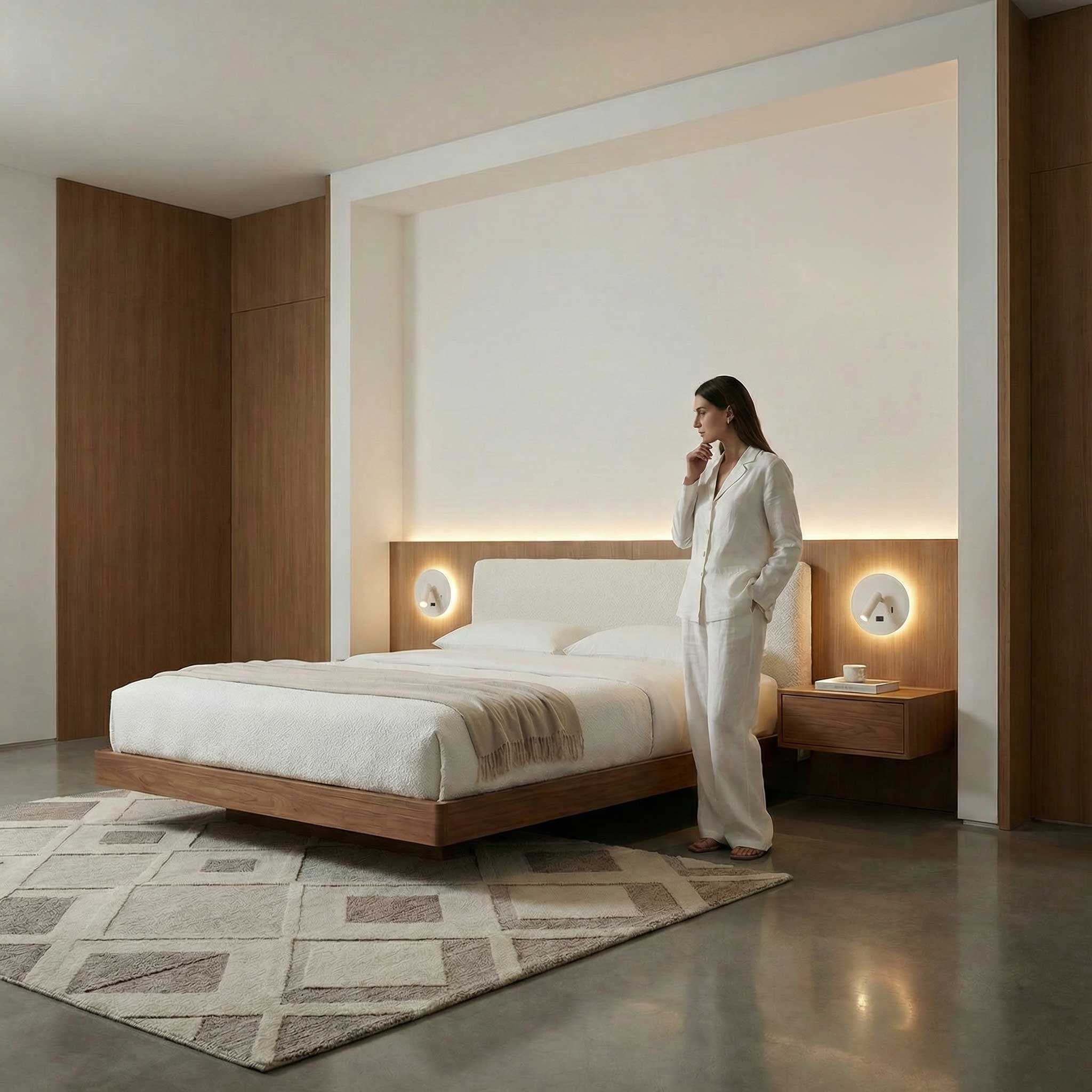 Környezeti olvasó spot LED-es fali lámpa USB-vel kerek