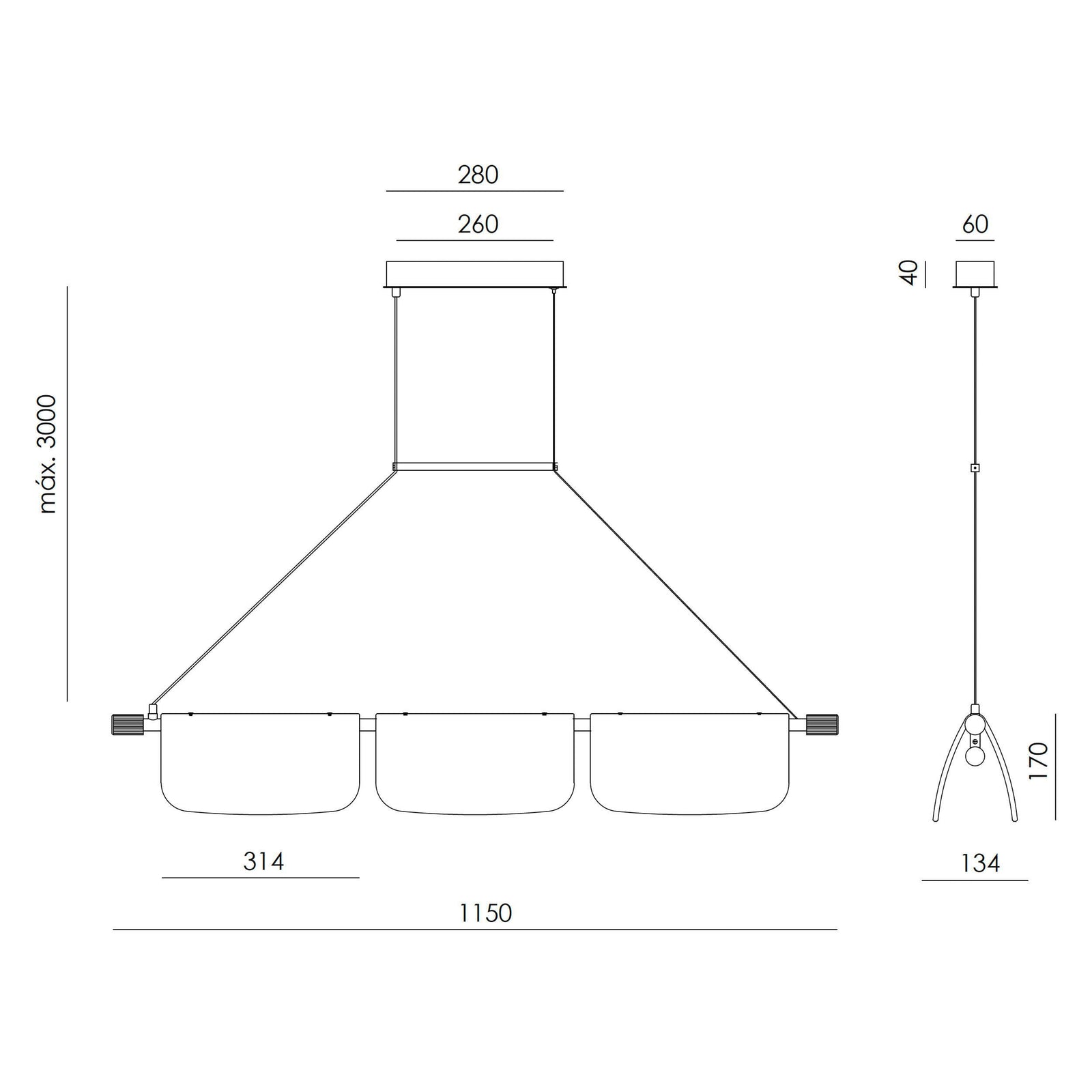 Aromas Lida Trio LED függesztett lámpa