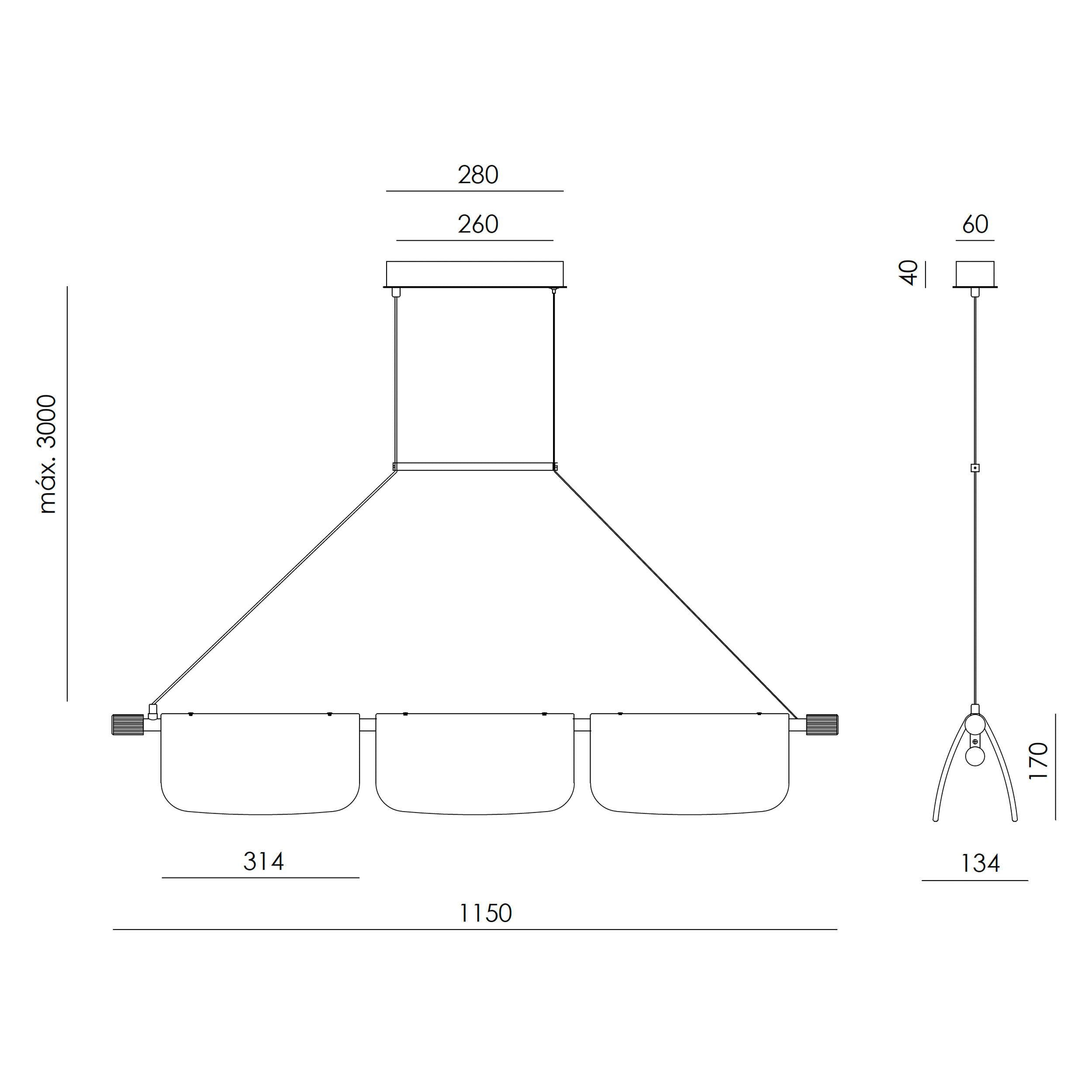 Aromas Lida Trio LED függesztett lámpa