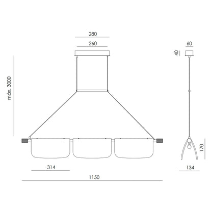 Aromas Lida Trio LED függesztett lámpa