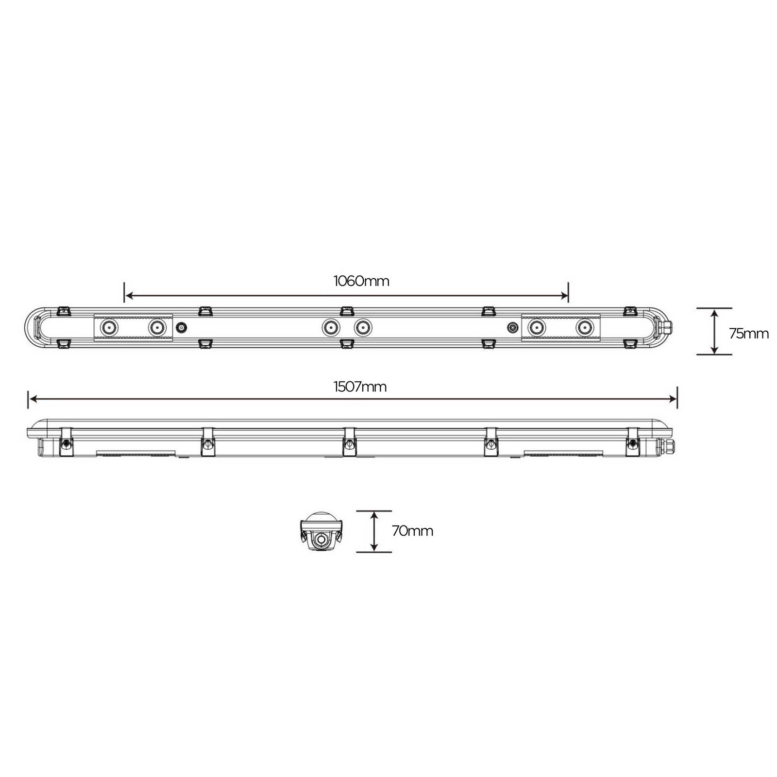 LED-es porálló ipari lámpatest 1500mm IP66