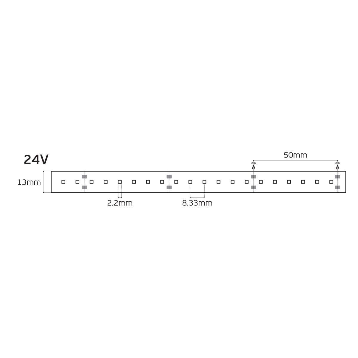 24 V-os LED-szalag, CRI90, IP66, 3000 K (5 m)