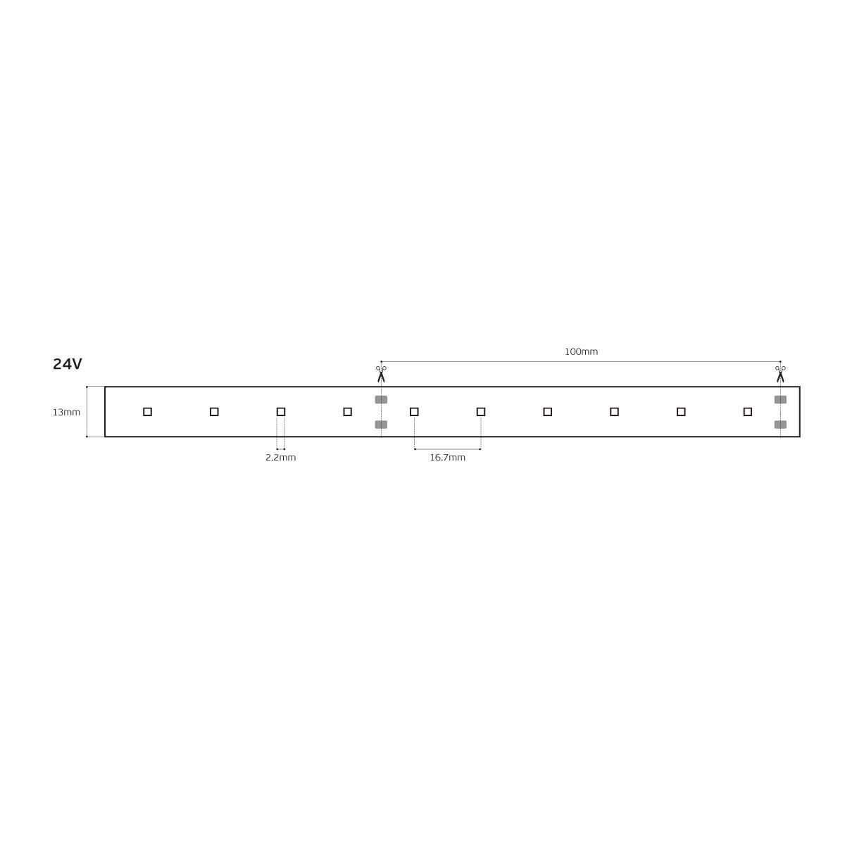 24 V-os LED-szalag, CRI90, IP66, 2700 K (5 m)