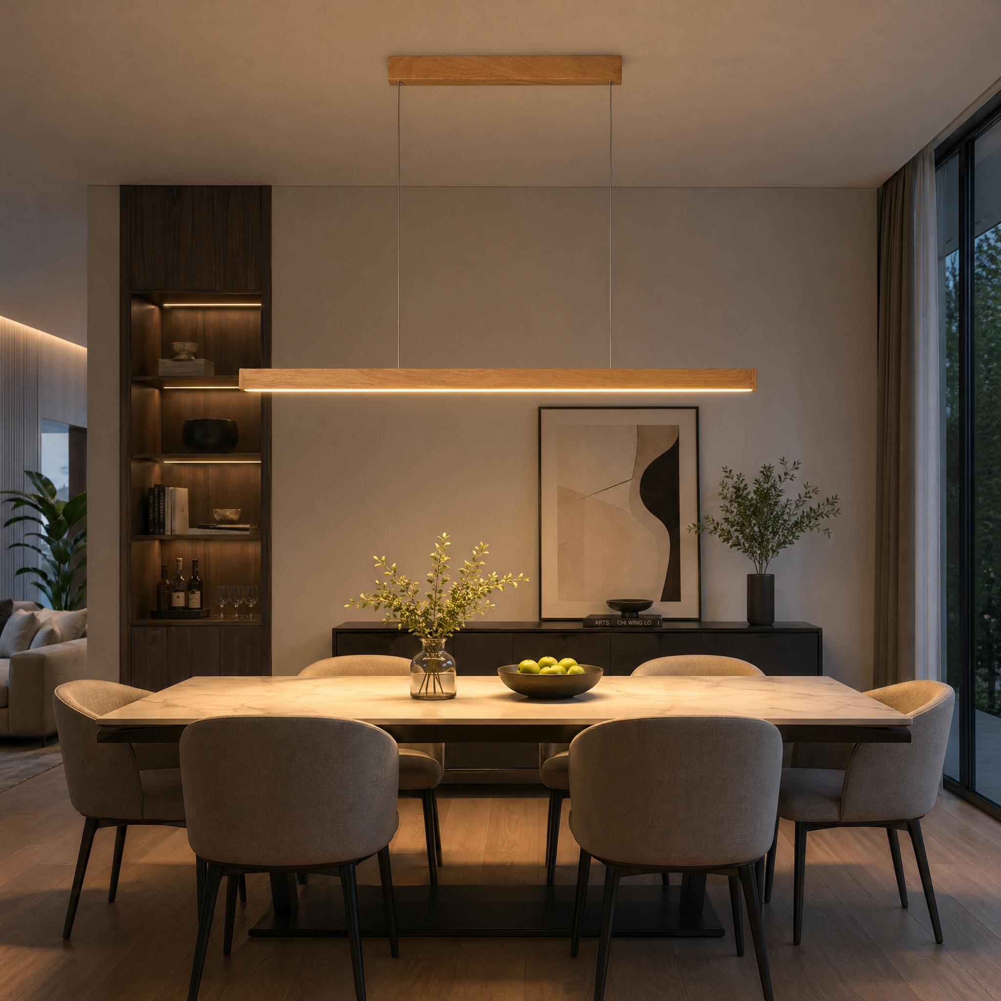 VK Light Orra LED függesztett, vonal alakú fa lámpa