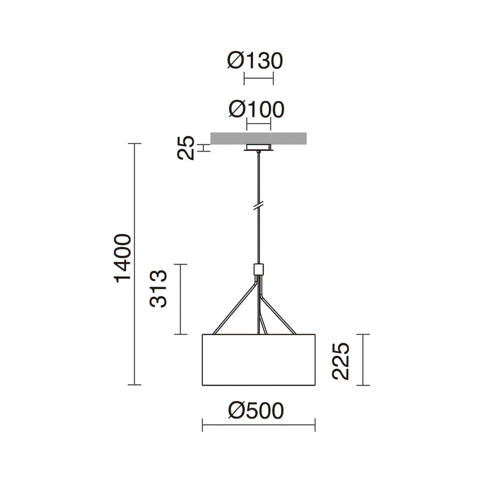 Exo Diagonal C E27 závěsné svítidlo bílé