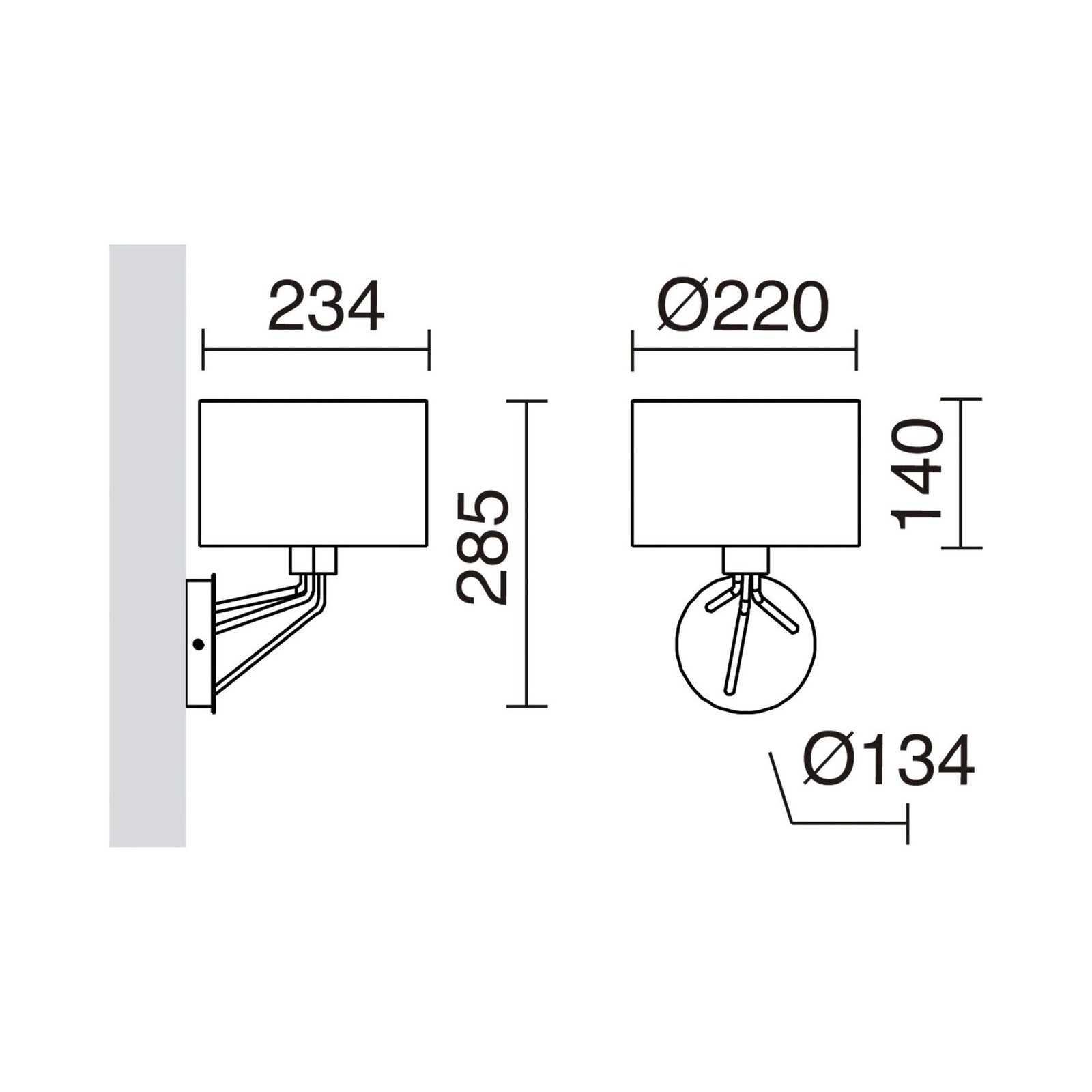 Exo Diagonal W E27 nástěnné svítidlo černé