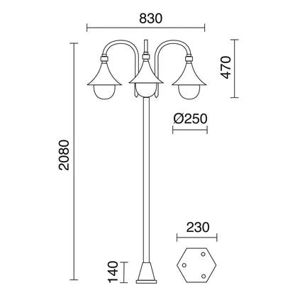Dopo Classical Trom E27 sloupové svítidlo černé